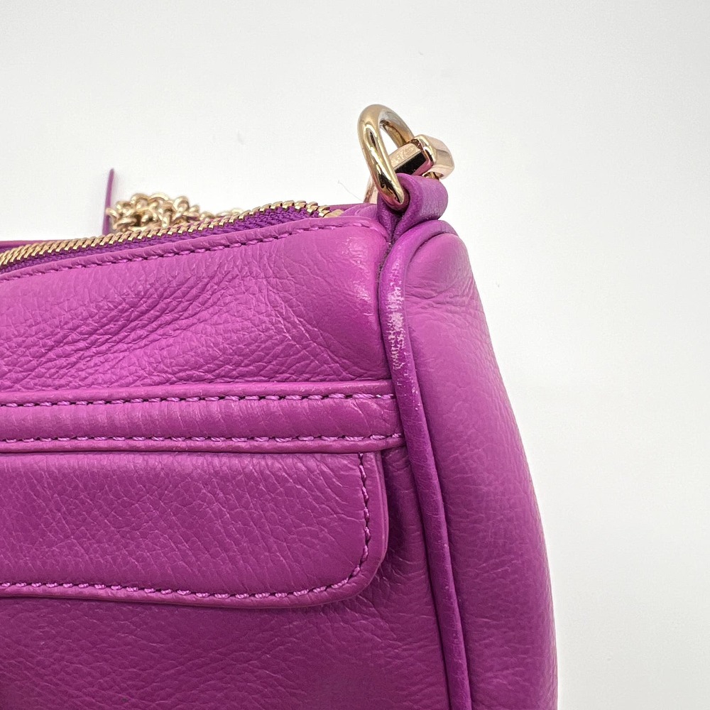 REBECCA MINKOFF Mini MAC Crossbody Bag Womens Purple Leather Chain Strap - Picture 13 of 16